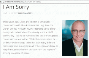 Apology letter from Alan Chambers, Exodus International president